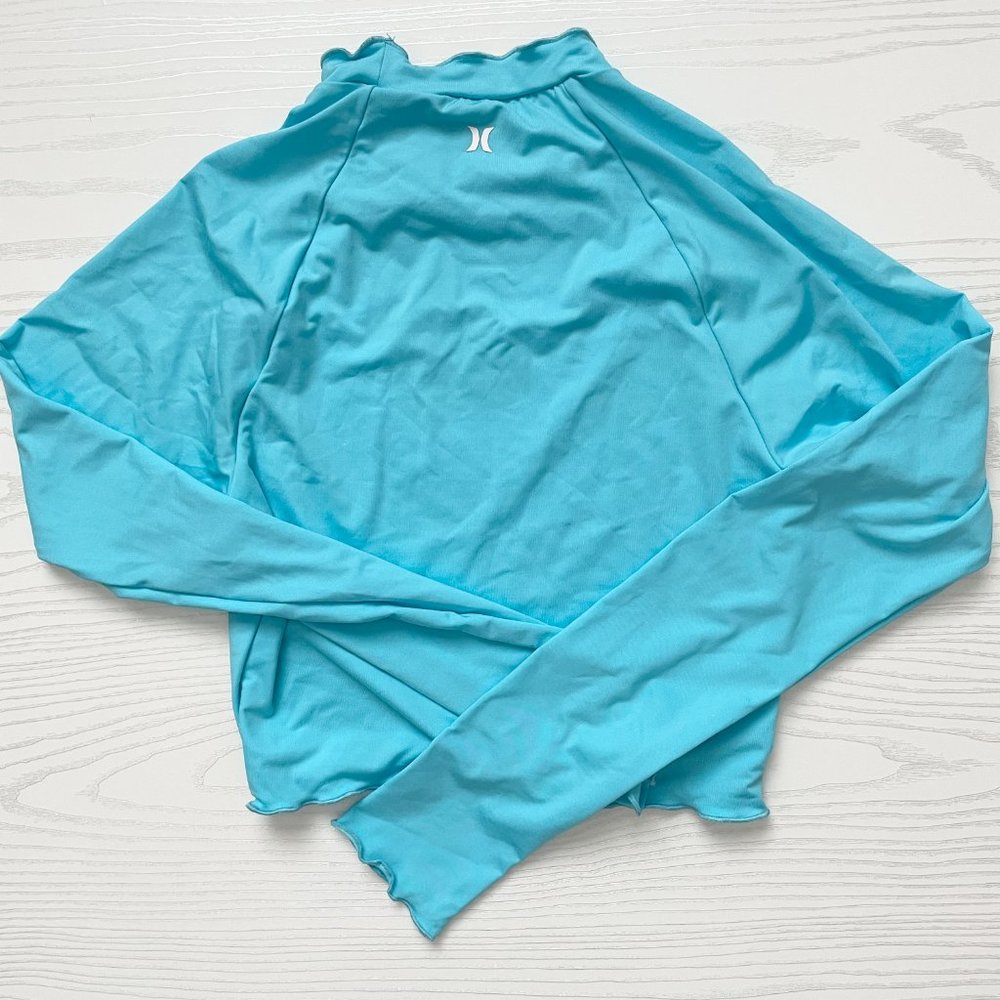 LoveShackFancy x Hurley Womens Rash Guard Small Blue Rhinestone Crop Long Sleeve - Picture 4 of 6
